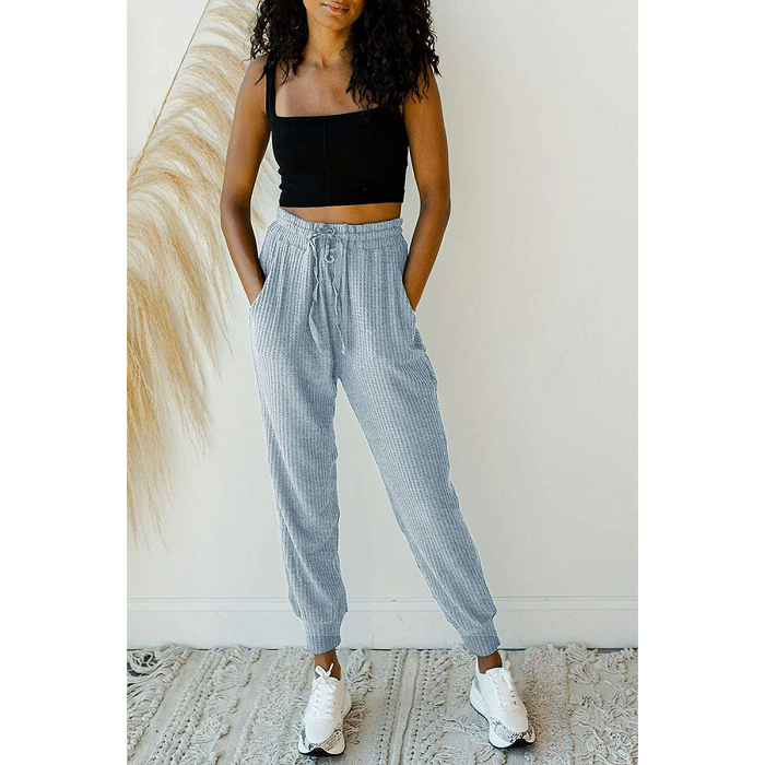 MIROL Drawstring Waffle Knit Joggers