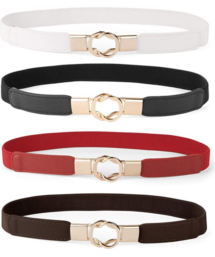 WERFORU Women's Retro Skinny Belt Set of 4
