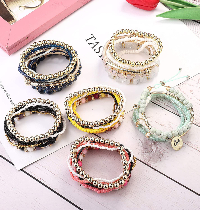 amazon-multicolored-beaded-bracelets-stacks