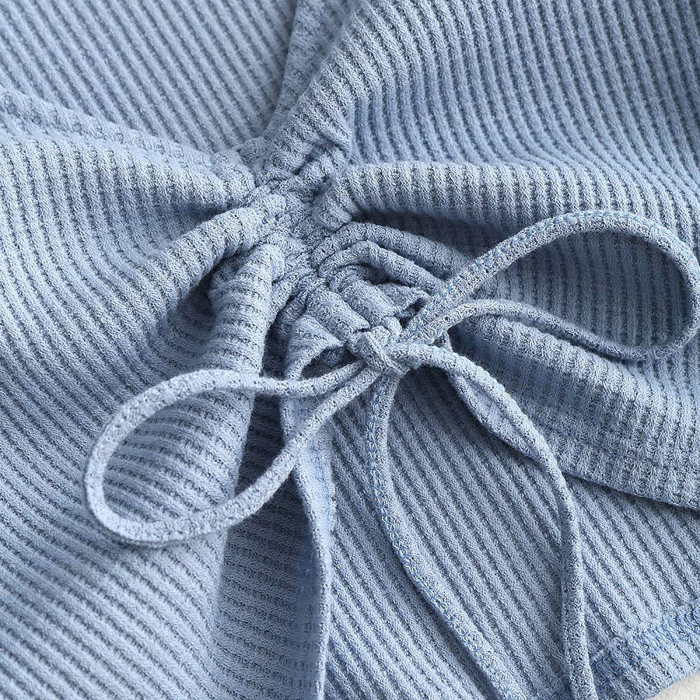 ZAFUL Long-Sleeve Knot Front Crop Top