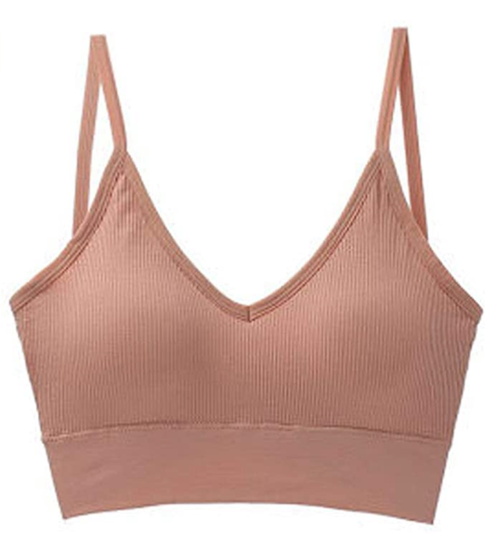 JUST BEHAVIOR Low Back V Neck Ribbed Bralette