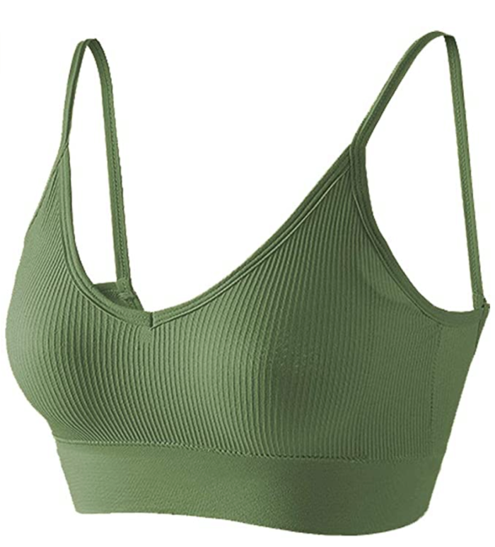 JUST BEHAVIOR Low Back V Neck Ribbed Bralette