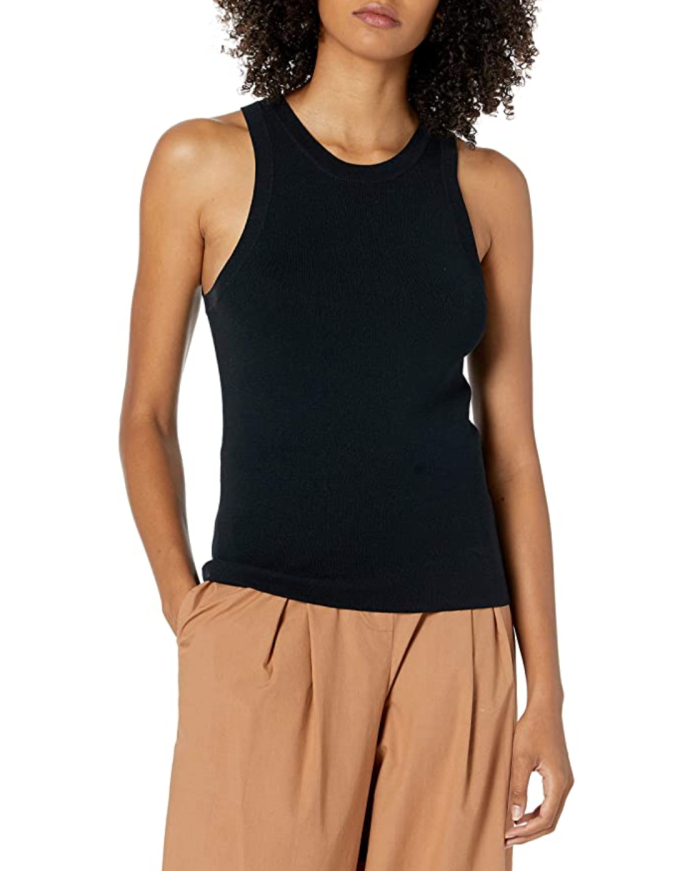 The Drop Women's Gina Fitted Sleeveless High Neck Cut-In Sweater Tank