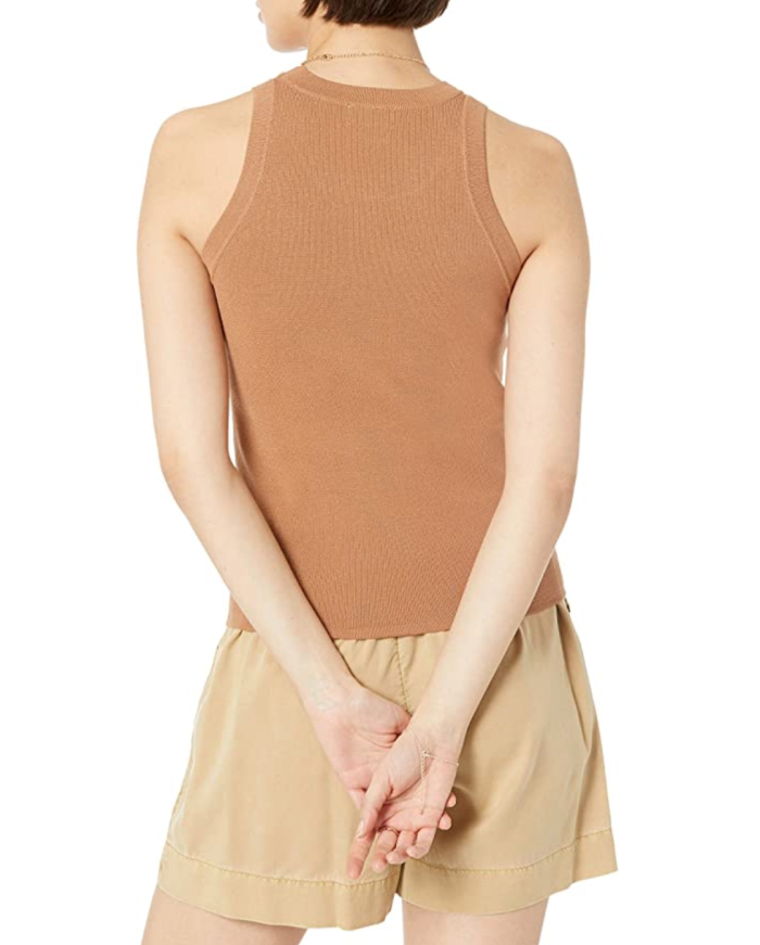 The Drop Women's Gina Fitted Sleeveless High Neck Cut-In Sweater Tank