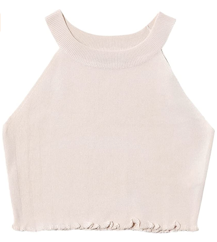 SweatyRocks Women's Knit Crop Ribbed Halter Tank Top