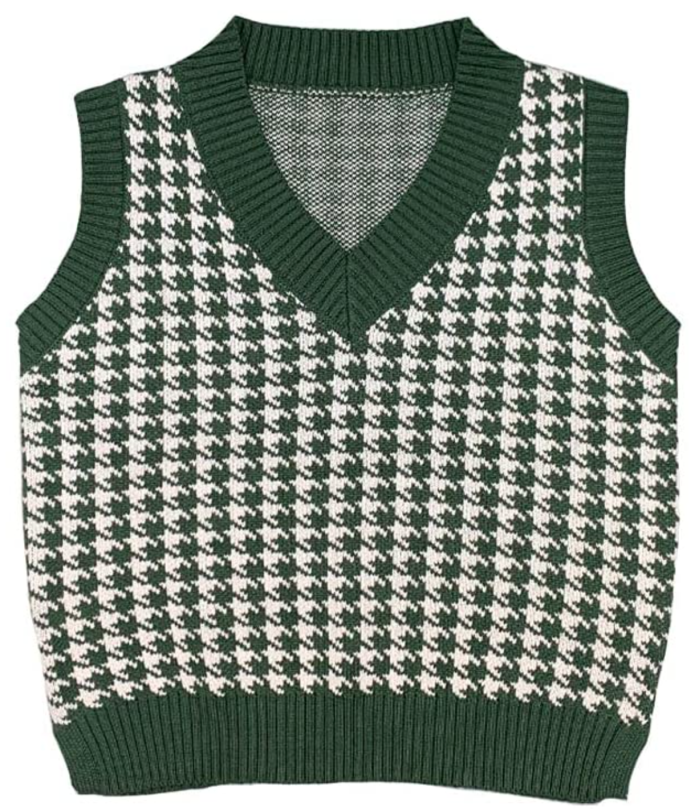Sdencin Women's Houndstooth Pattern Knit Sweater Vest