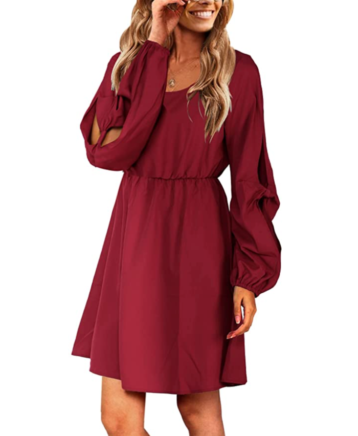 Amoretu Women's Long Sleeve Casual Flowy Swing Dress
