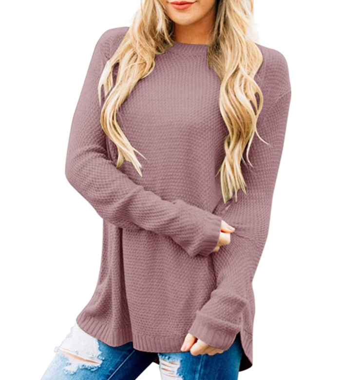 MEROKEETY Women's Long Sleeve Oversized Crew Neck Sweater