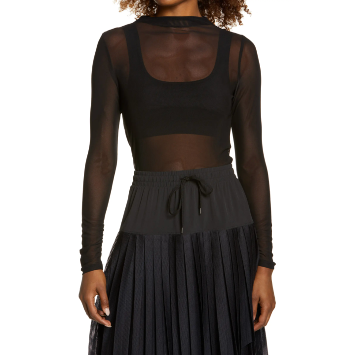Zella Women's Sheer Luck Long Sleeve Mesh T-Shirt