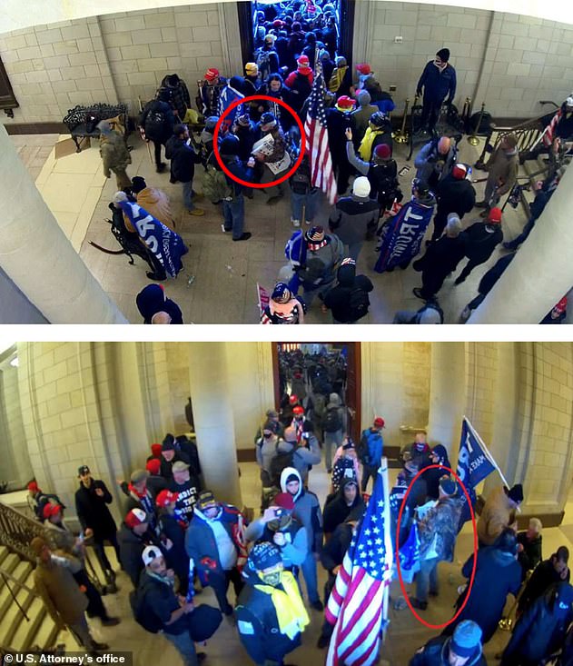 Texts, Facebook posts and video grabs from the FBI placing Pauline Bauer in the midst of the Capitol insurrection on January 6th, 2021