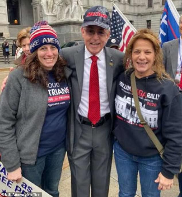 Pauline Bauer (left), who stormed the Capitol on January 6 and allegedly threatened to lynch House Speaker Nancy Pelosi, has claimed in court that she has immunity from the law thanks to 'divine empowerment'