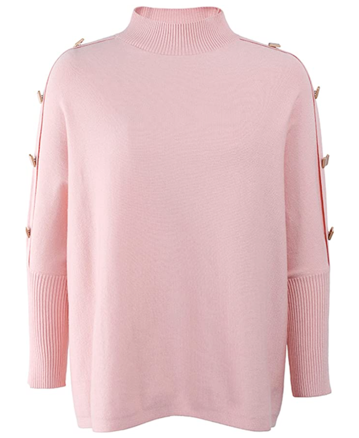 Angashion Women's Casual Oversized Mock Neck Pullover Sweater