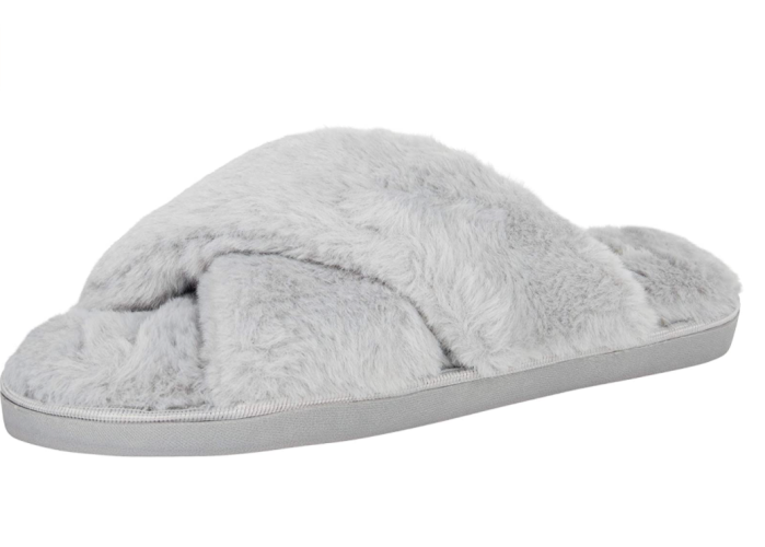 Jessica Simpson Women's Cross Band Plush Slide-on House Slippers