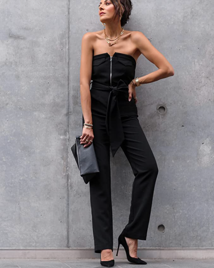 The Drop Women's Black Straight Leg Strapless Jumpsuit by @lucyswhims