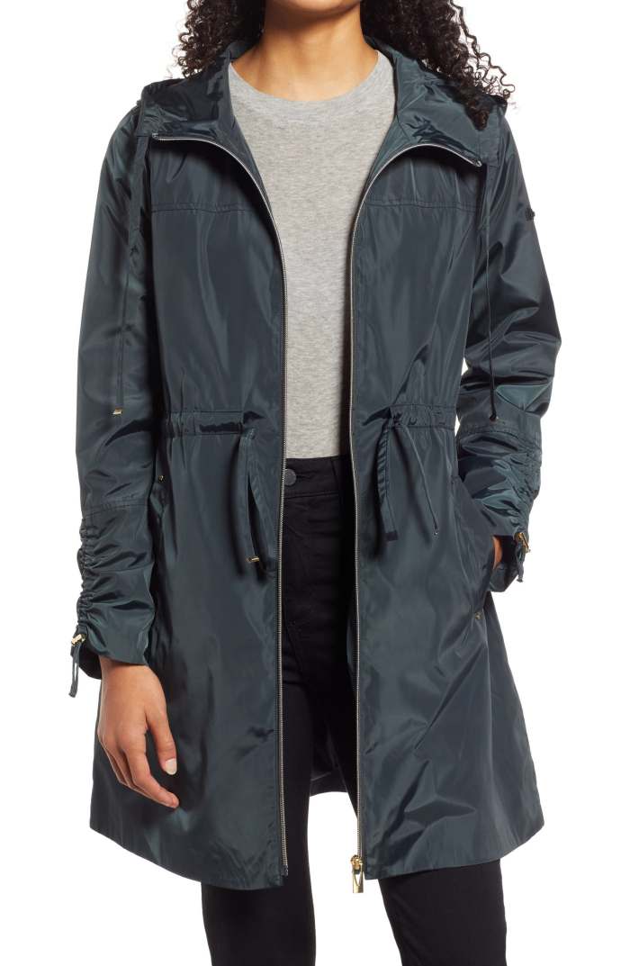 Via Spiga Packable Water Repellent Rain Jacket