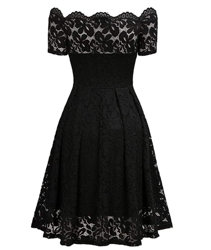 MISSMAY Women's Vintage Floral Lace Cocktail Swing Dress