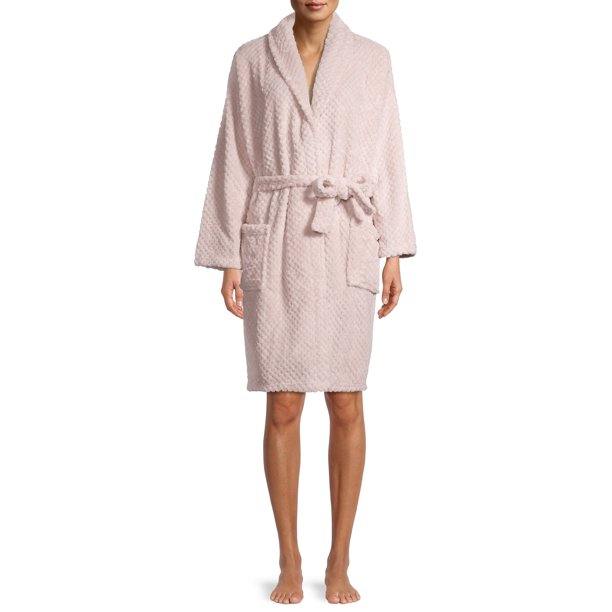 Blue Star Clothing Women's 3:4 Length Textured Plush Robe