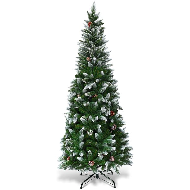 Costway 5ft Snow Flocked Unlit Pencil Christmas Tree