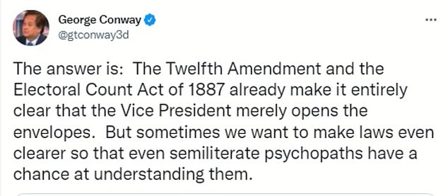 George Conway, the anti-Trump lawyer husband of former Counselor to the President Kellyanne Conway, took to Twitter to mock Trump's understanding of the law