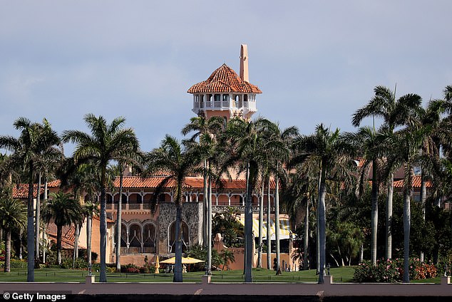The National Archives was forced to retrieve boxes of official White House records from former President Donald Trump's Mar-a-Lago home in Florida (pictured) - including letters from North Korean leader Kim Jong Un - that had been improperly removed by the ex commander-in-chief