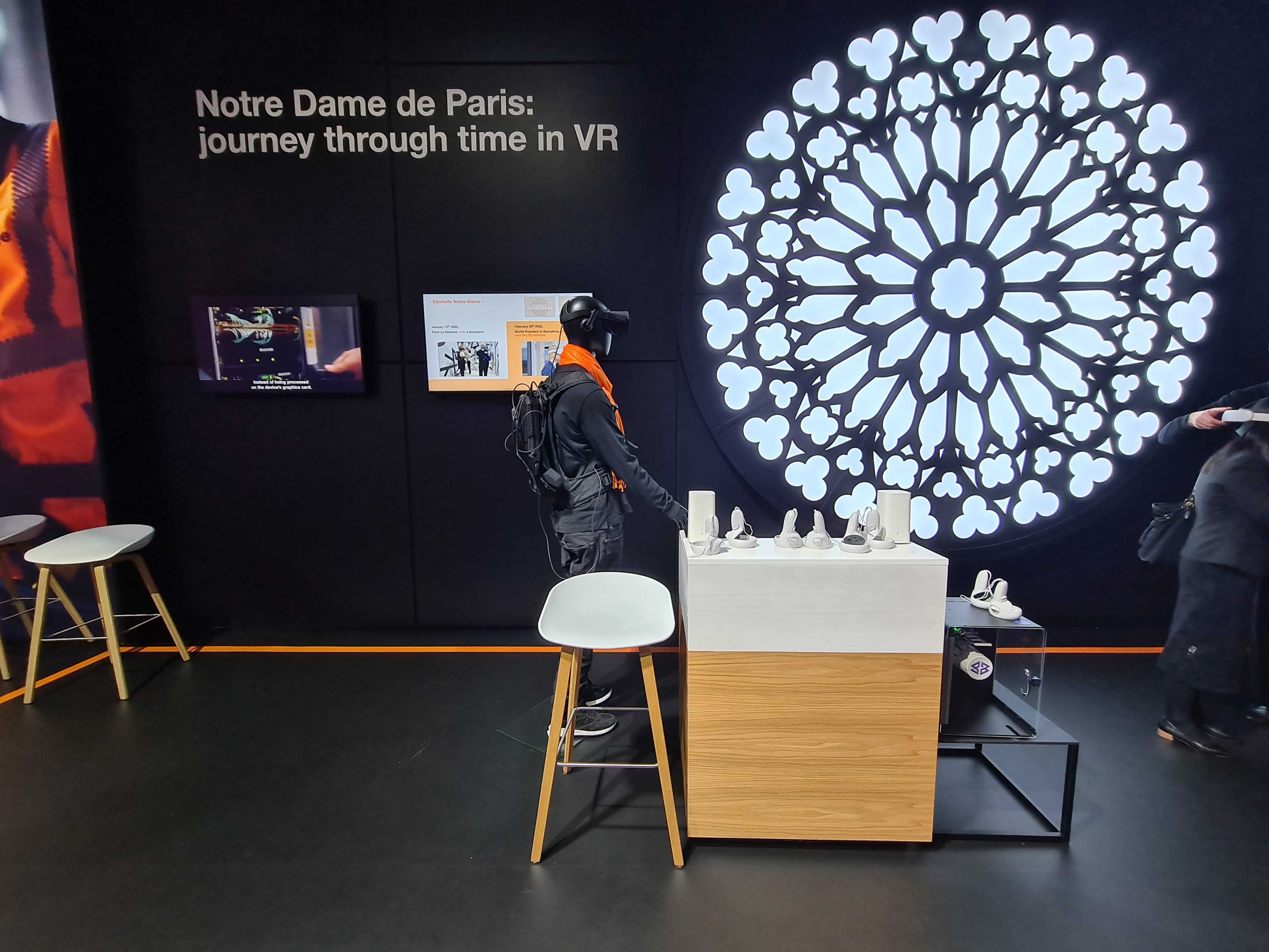 The Orange stand at Mobile World Congress 2022 in Barcelona, Spain.