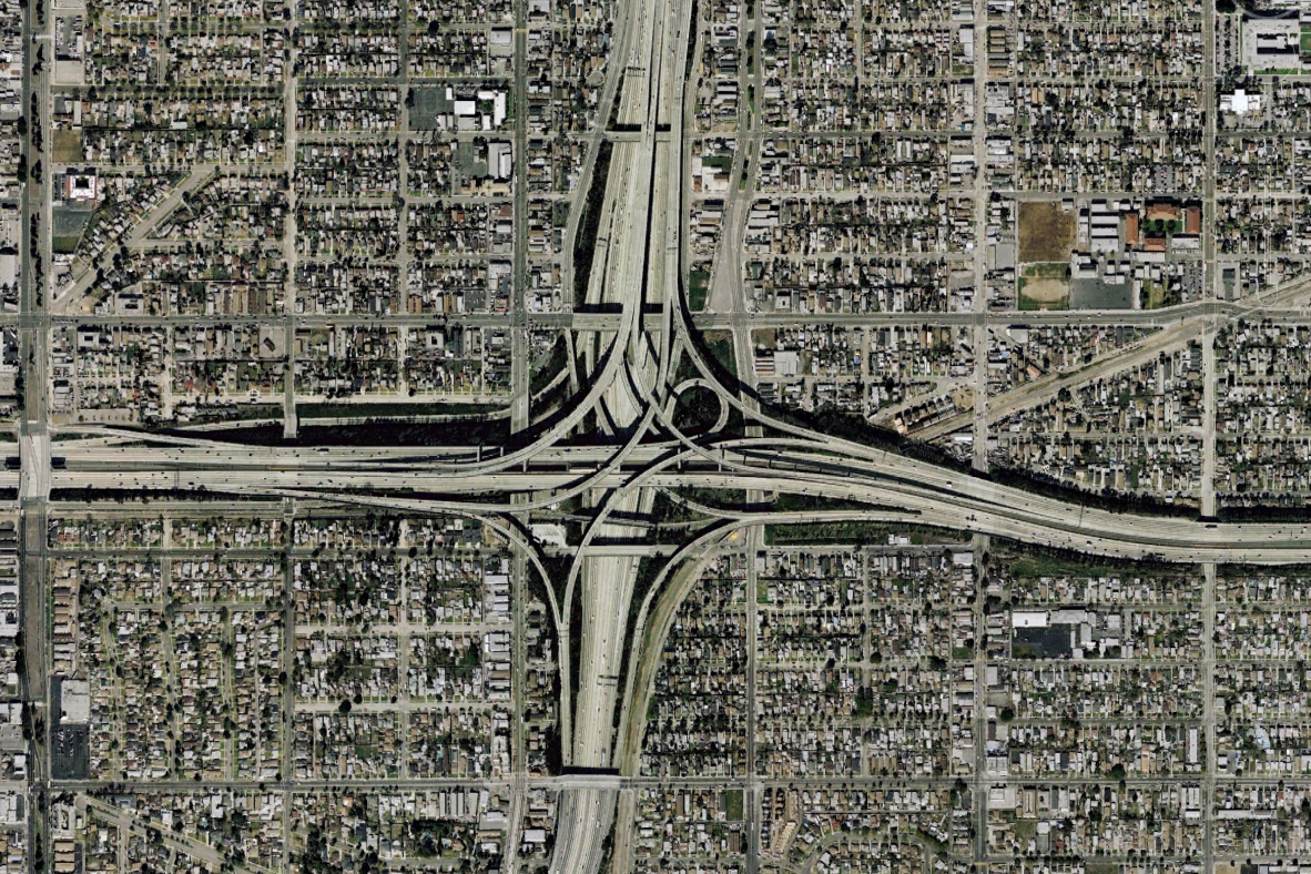 A freeway interchange in Los Angeles.