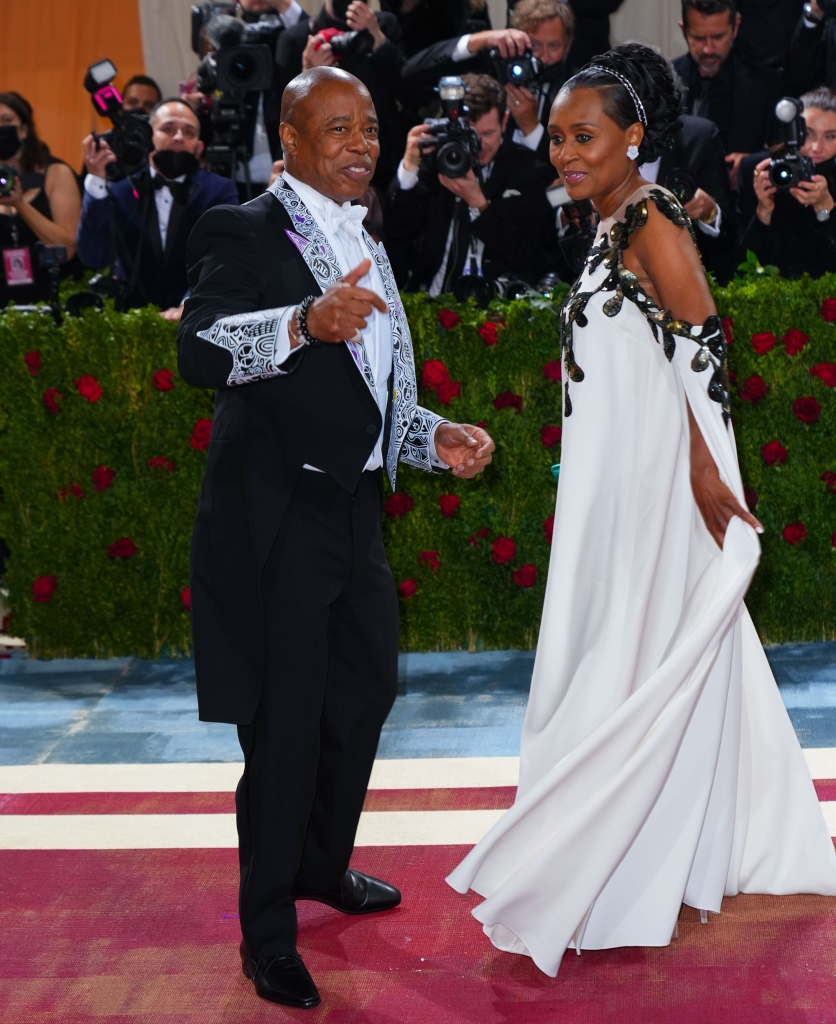 NEW YORK, NEW YORK - MAY 02: Mayor of New York City Eric Adams and Tracey Collins attend The 2022 Met Gala Celebrating "In America: An Anthology of Fashion" at The Metropolitan Museum of Art on May 2, 2022 in New York City