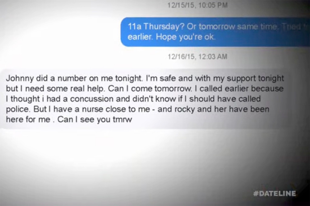 Amber Heard text Dateline interview