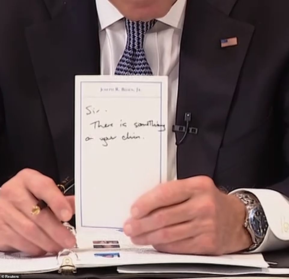 He showed up the note to the camera during the Zoom conference last July