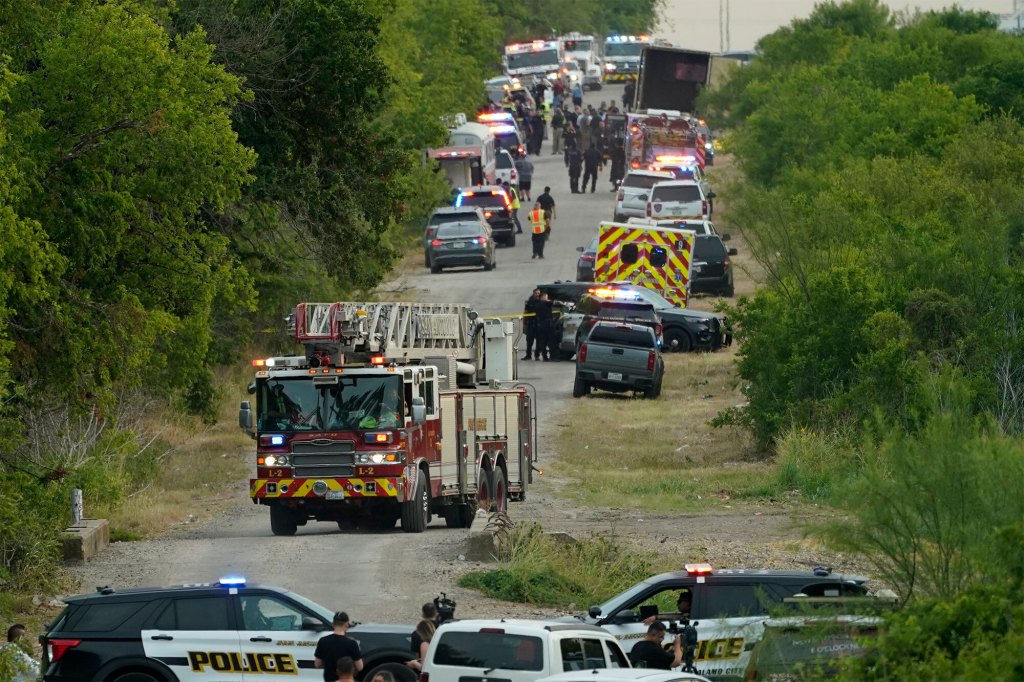 Police block the scene 