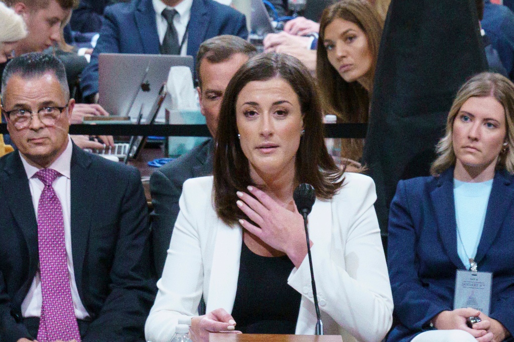 Former White House aide Cassidy Hutchinson talks during a House Select Committee hearing to Investigate the January 6th Attack on the US Capitol on June 28, 2022.