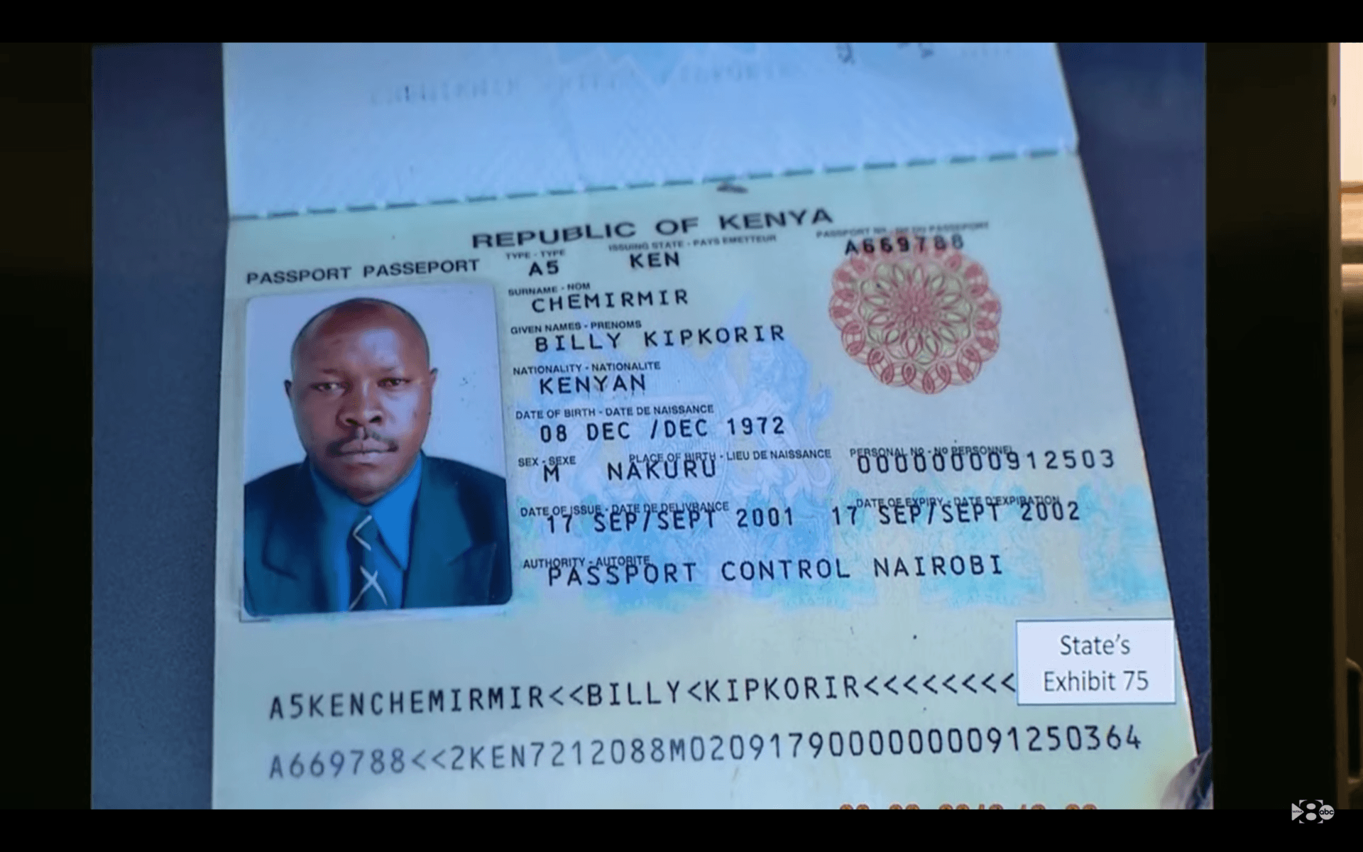 Chemirmir&rsquo;s Kenyan passport documentation. (Photo via Dallas County District Court)