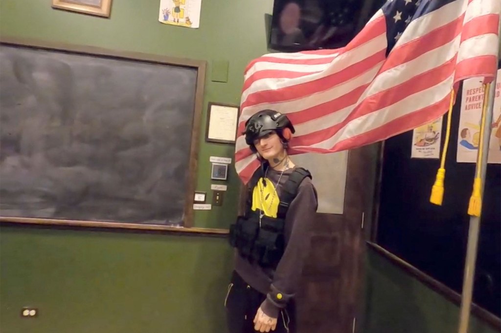 Robert (Bob) E. Crimo III wearing a helmet.