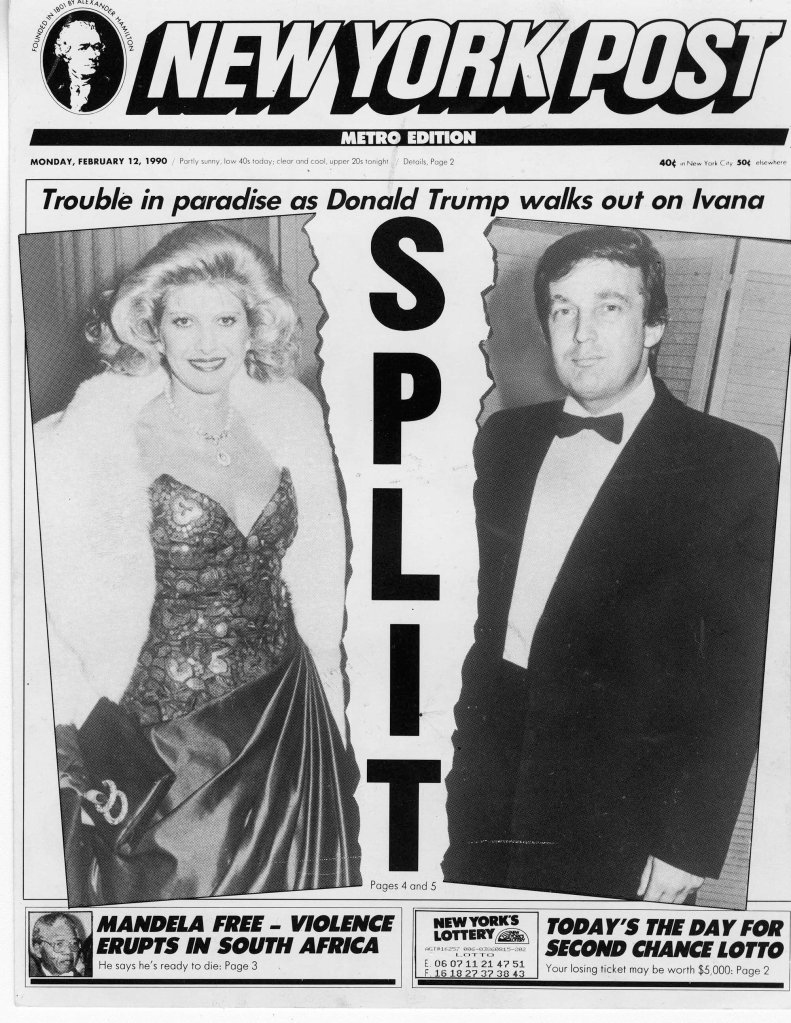 The Trumps divorce did not become final until 1992.