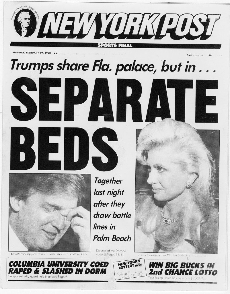 The Trumps marriage was front page fodder for the Post on numerous occasions.
