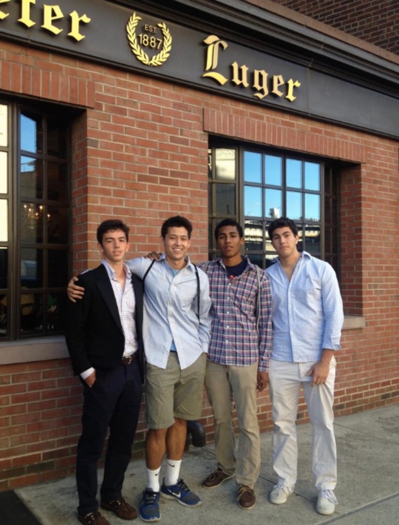 Doug &mdash; seen here with high-school friends at Peter Luger steak house &mdash; played lacrosse at Poly Prep in Brooklyn and was a &ldquo;naturally talented athlete.&rdquo;
