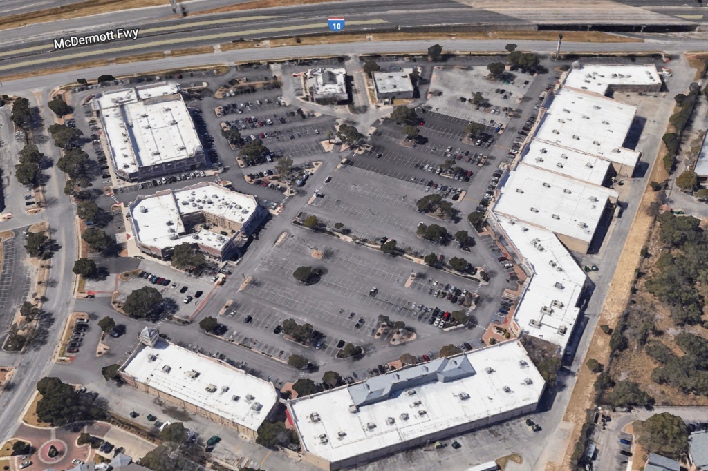Parking lot at the  Huebner Oaks Center in San Antonio.