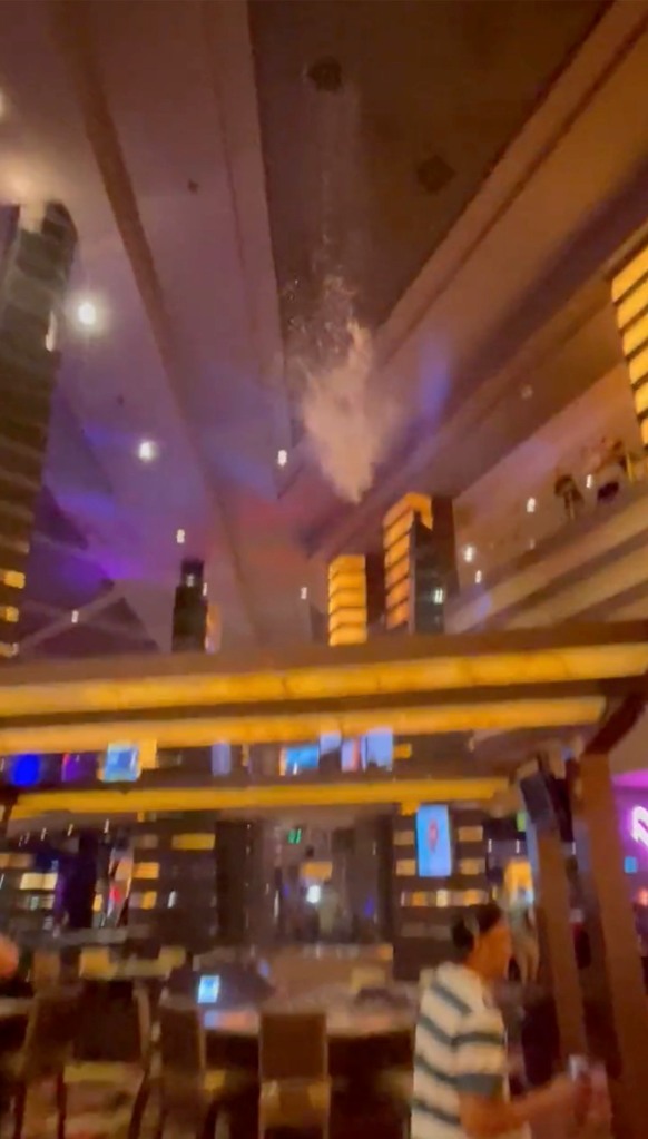 Flooding inside Planet Hollywood on the Las Vegas Strip