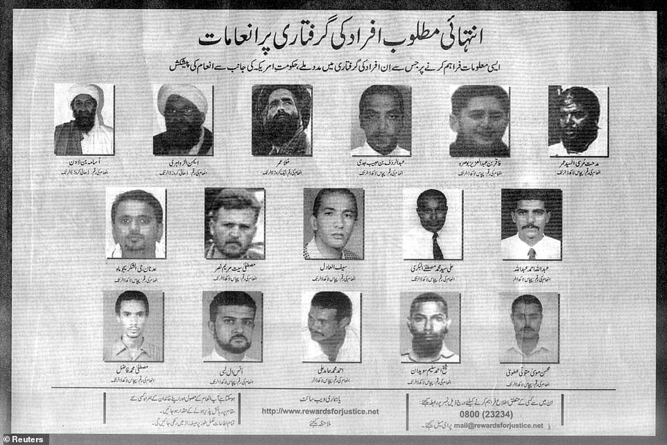Al-Adel is pictured (centre) on an al-Qaeda who's who published in 2005. Osama bin Laden is pictured top-left, with al-Zawahiri to his right and Mullah Omar to the right of al-Zawahiri. Saif is now one of the only original al-Qaeda leaders still alive