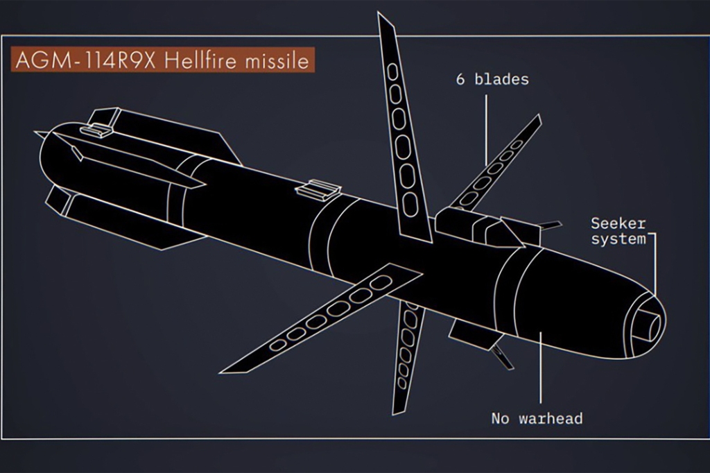 US operatives used a RX9 hellfire missile to kill al Qaeda leader Ayman Al-Zawahiri.
