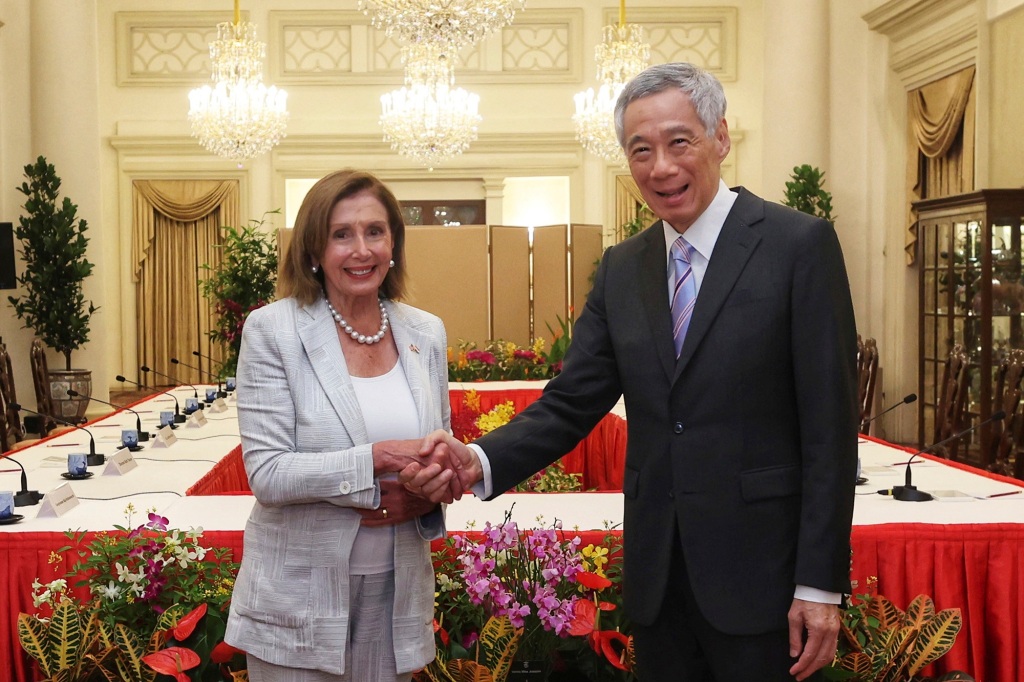 Pelosi begun her Asian tour Monday as she met with Prime Minister Lee Hsien Loong in Singapore.