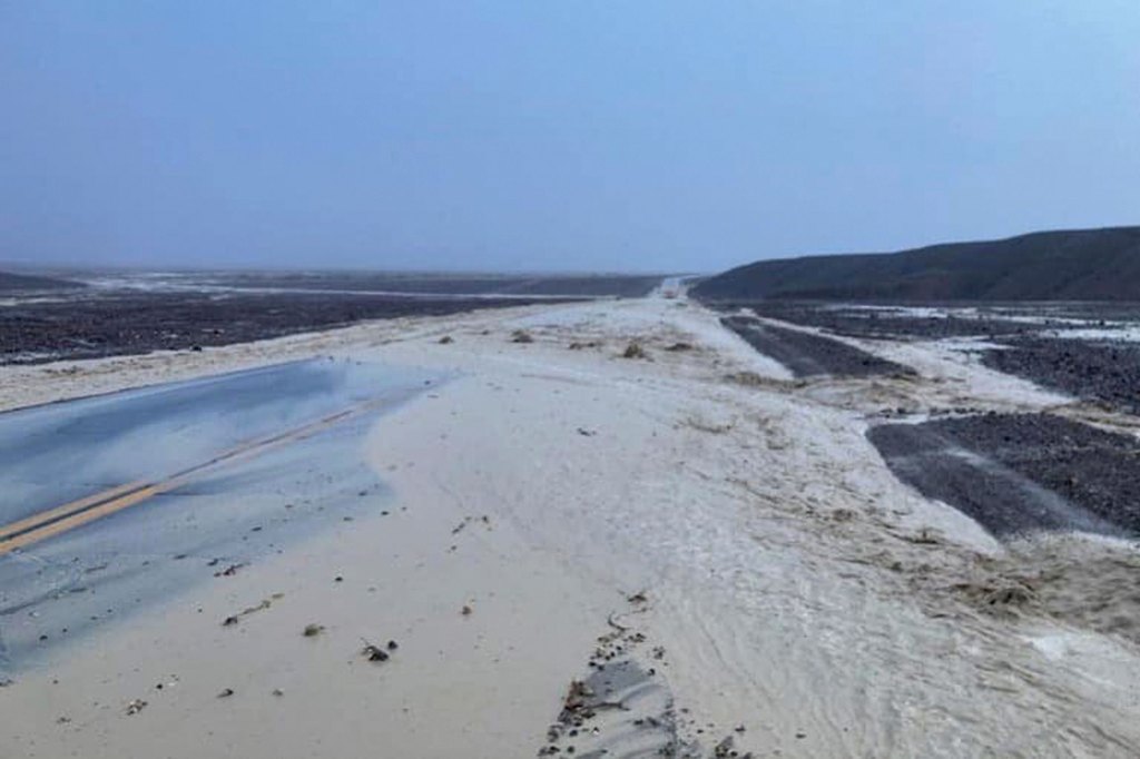 Road that was covered in mud after flooding.