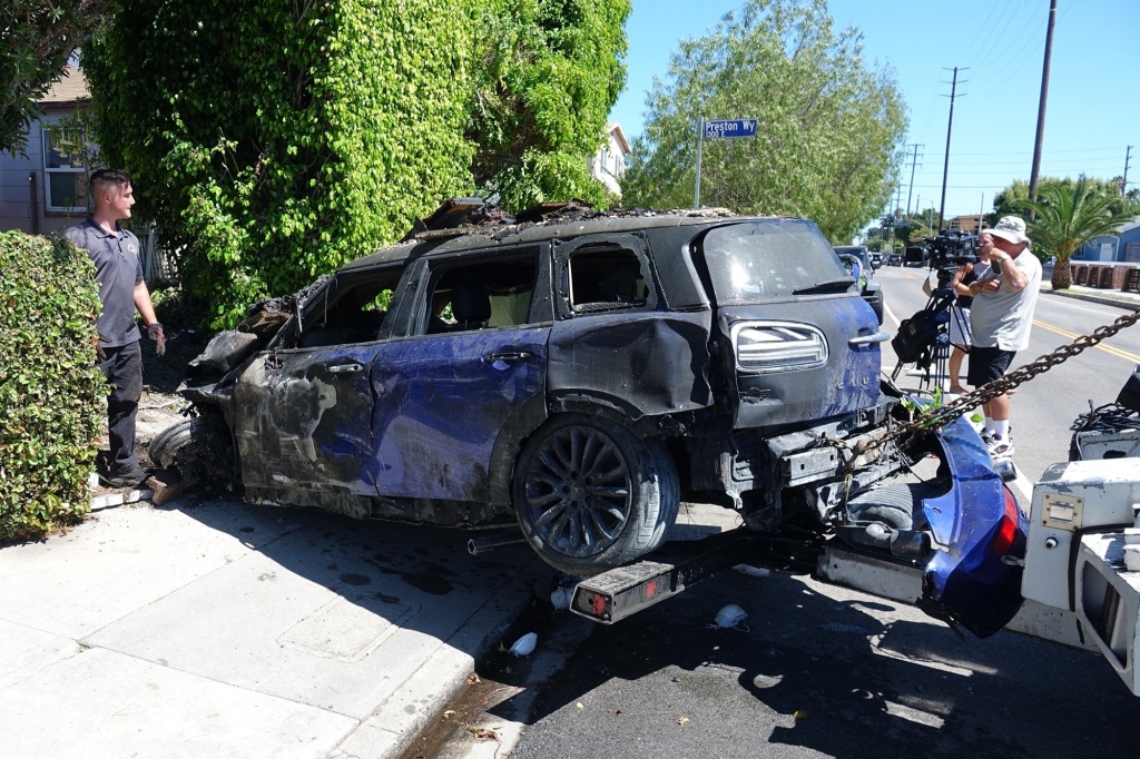 Burned car.