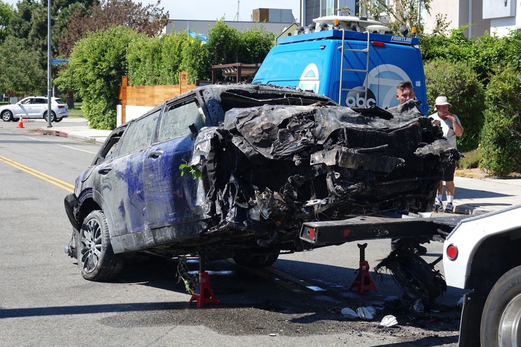 Burned car.