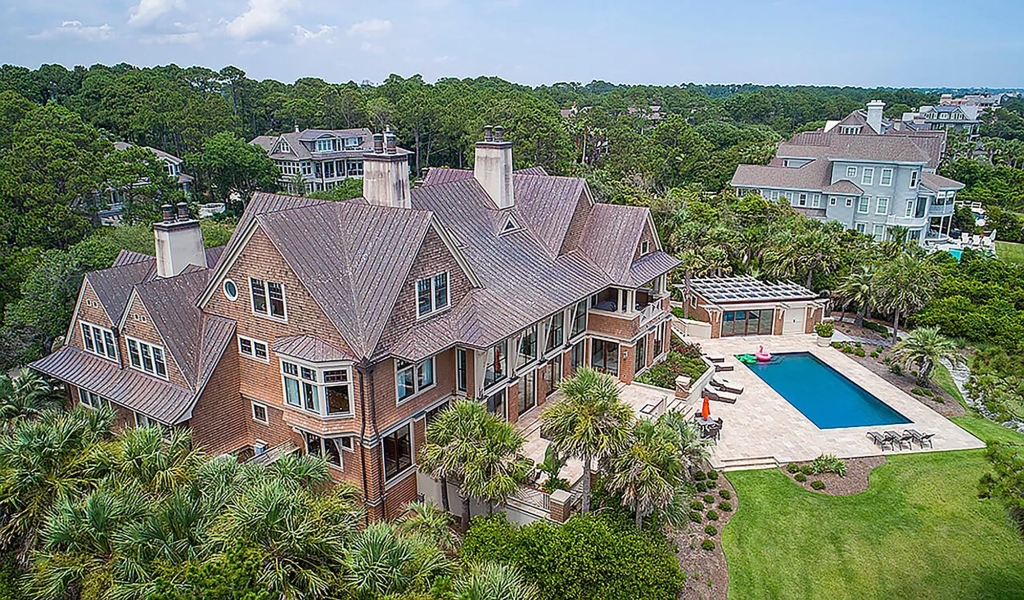 Aerial of mansion