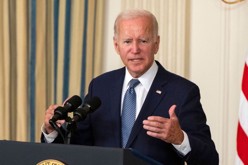 United States President Joe Biden makes remarks prior to signing the Inflation Reduction Act 