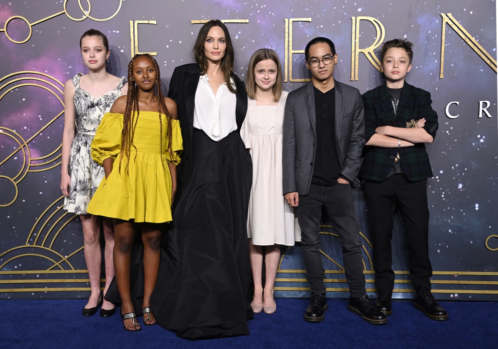 Angelina Jolie with five of her children.