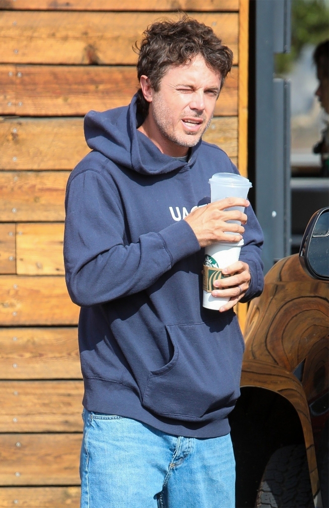Casey Affleck spotted at Starbucks on the day of the wedding.