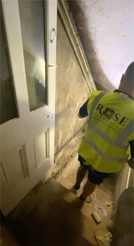 Carolyn filmed footage showing the architect descending the dark staircase and going in to the hidden room. 
