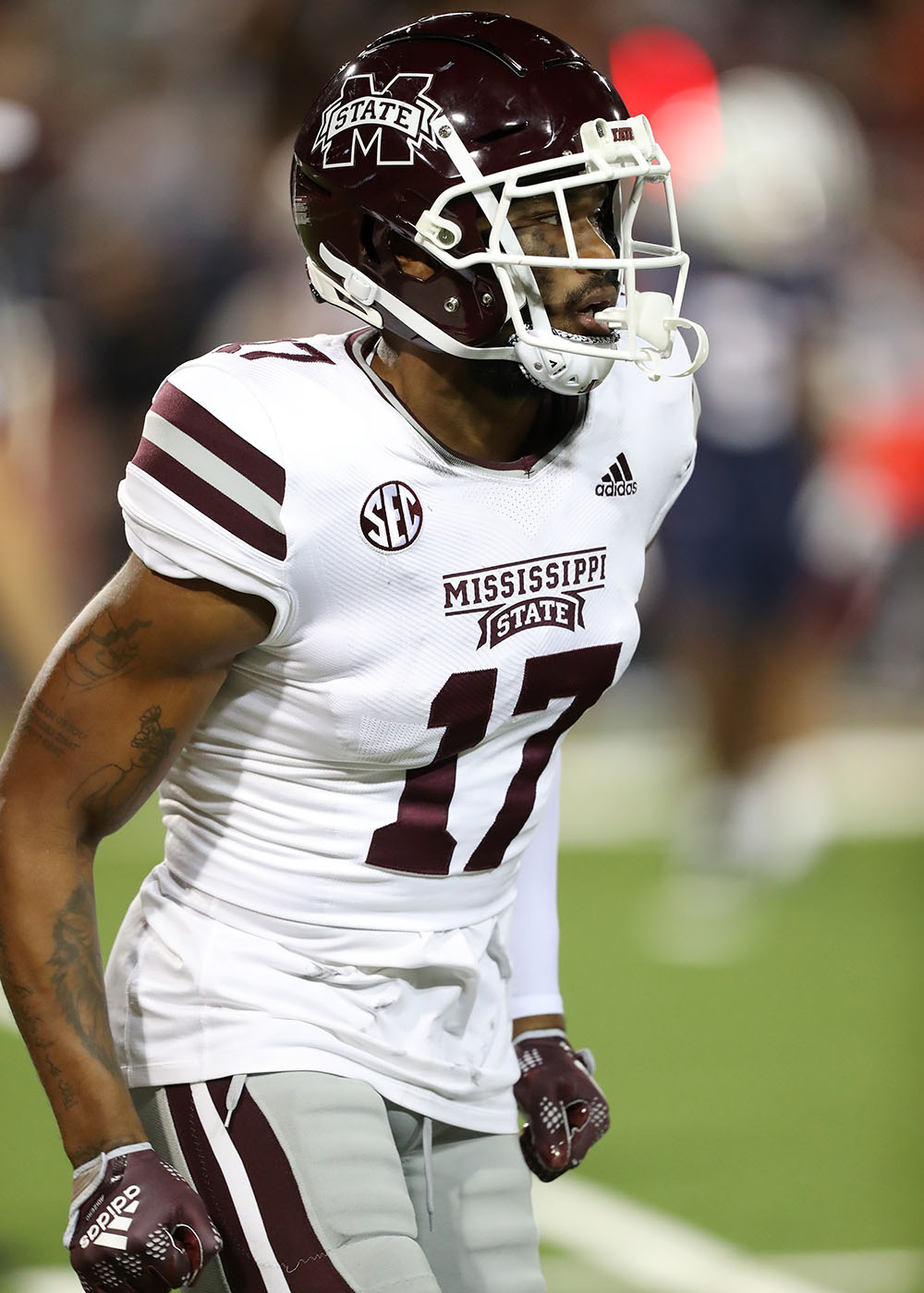 Mississippi State Bulldogs safety Jordan Morant #17 during a college football game between the Mississippi State Bulldogs and the University of Arizona Wildcats on September 10, 2022 at Arizona Stadium in Tucson, AZ.